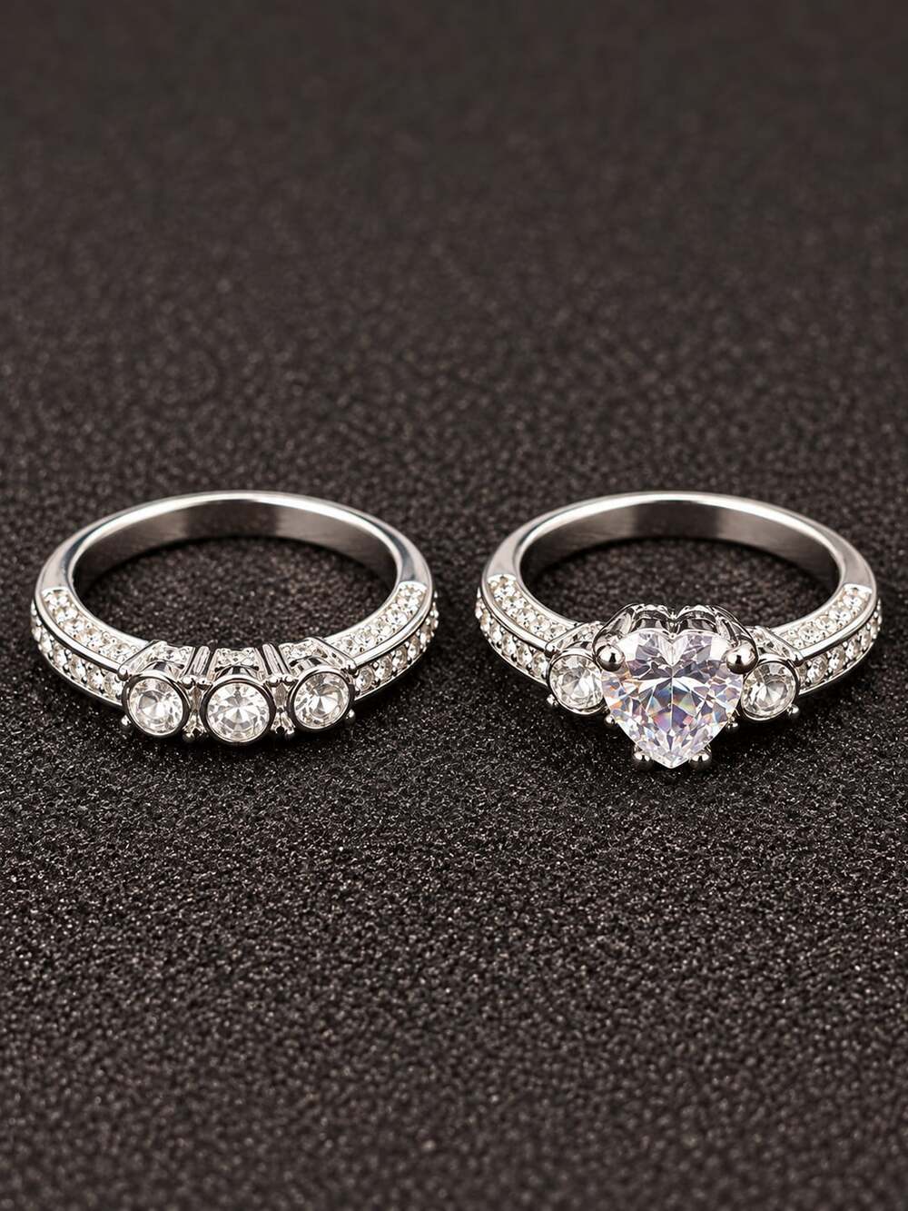 Heart CZ Ring Set